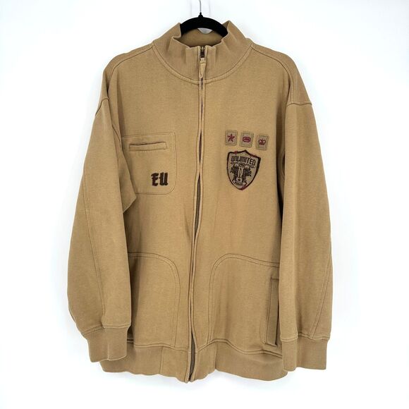 Vintage Ecko Unltd Mens Full Zip Jacket XL Tan Y2K Grafitti Grunge Rhino Baggy - Picture 1 of 12